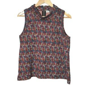 Anthropologie Akemi + Kin Sleeveless Mock Neck Top Colorful Knit‎ Size Large